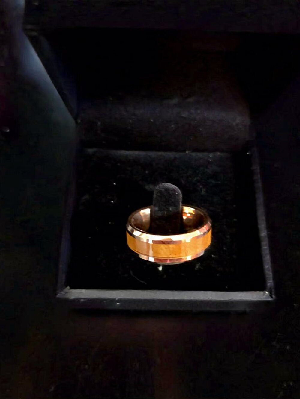 King Will 8mm Men's Tungsten Carbide Ring - Rose gold w/wood inlay